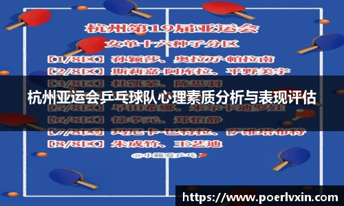 杭州亚运会乒乓球队心理素质分析与表现评估
